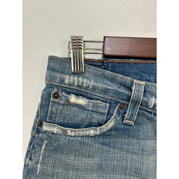 Y2K Vintage Angels Denim skirt size S micro mini distressed embroidered raw hem - Picture 10 of 10